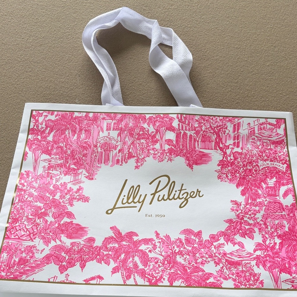 Lilly Pulitzer Pink and Gold Graphic Tote shopping bag - Picture 4 of 4